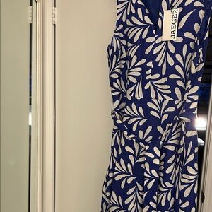 Jaeger Blue and linenWhite Floral Maxi Dress